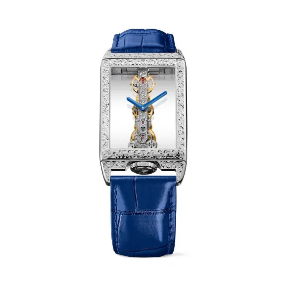 昆仑/Corum Golden Bridge 金桥系列 18K白金 手工雕刻 手动机械机芯 29.50 x 42.20 B113-04167-113.055.59-0F03-0000G