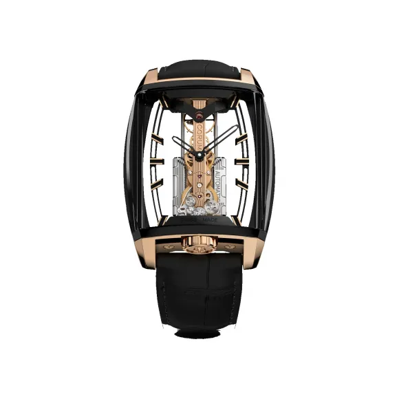 昆仑/Corum golden-bridge系列 37.20 x 51.80 MM 5级钛金属，黑色DLC 涂层 - 5N 18k 玫瑰金 自动机械机芯 男表 B313-04279-313.200.86-0F01-HS15