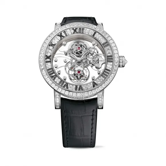 昆仑/Corum Heritage 经典系列 18kt 白金 687 颗圆钻 ~ 7.57 克拉 124 颗长方形钻石 ~ 8.75 克拉 44 颗黑钻 ~ 1.39 克拉 自动机械机芯 46.50 mm C374-04132-374.301.69-0F01-0000