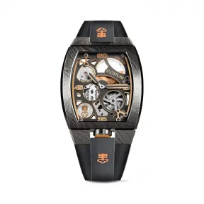 昆仑/Corum Lab 系列 大马士革钢 黑色 PVD 涂层处理 防指纹 表壳侧面橡胶材质 自动机械机芯 39.89 x 55.00 mm Z410-03955-410.100.43-F371-AD01