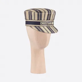 迪奥/Dior 蓝色和米色棉质条纹 Dior Bayadere 海军帽 02DCP920I140-C512