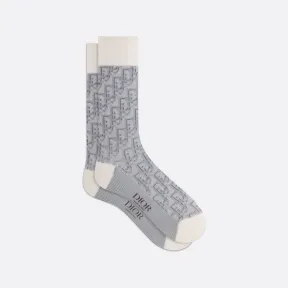 迪奥/Dior Dior 印花袜子 灰色、淡紫色和蓝色棉质混纺科技面料 Oblique 印花 113MC08AT105_C094_TS