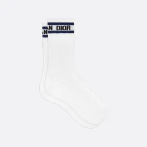 迪奥/Dior Dior 运动袜 白色、黑色和海军蓝色棉质面料 14SOC503A203_C585_TXS