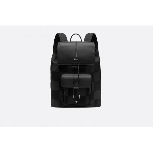 迪奥/Dior  Motion 黑色尼龙、方格图案和黑色小牛皮背包  1MOBA062YGV H03E