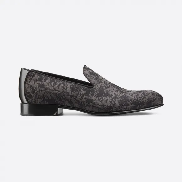 迪奥/Dior 黑色和灰色桑蚕丝 Toile de Jouy 奈伊乐福鞋 3LO087YTX-H900