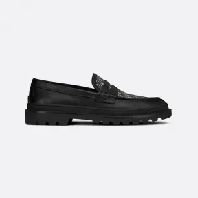 迪奥/Dior Dior Explorer 乐福鞋 黑色光滑牛皮革和米色和黑色 Oblique 印花面料 3LO103ZCD_H961_T37