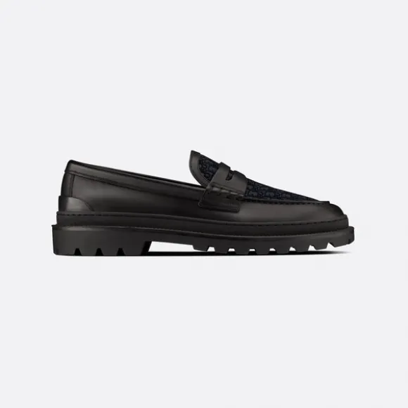迪奥/Dior Dior Explorer 乐福鞋 黑色光滑牛皮革和 Oblique 印花 3LO103ZCD_H969_T37