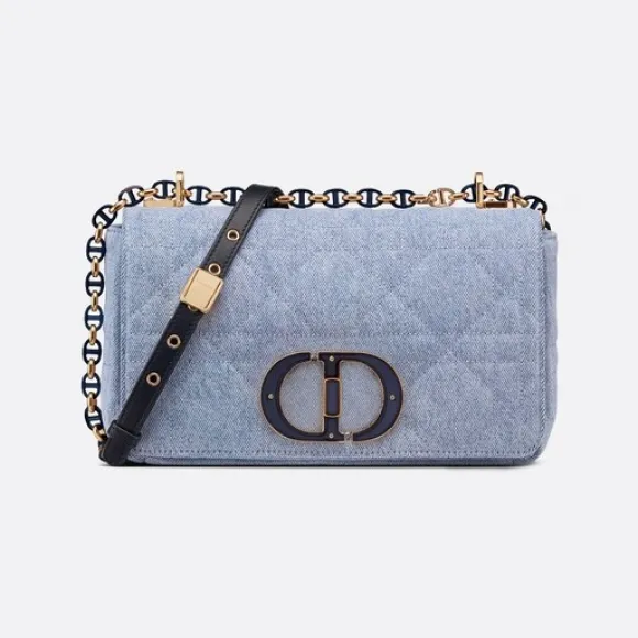 迪奥/Dior 中号 Dior Caro 手袋 蓝色牛仔超大藤格纹 M9242WTJF_M928_TU