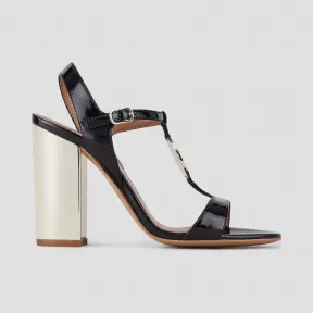 安普里奥·阿玛尼/Emporio Armani 镜面鞋跟和标识镌纹圆章凉鞋 11678606ao