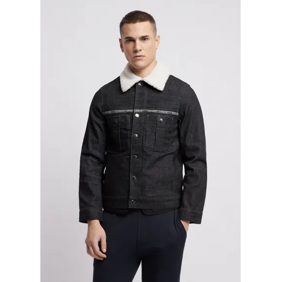 安普里奥·阿玛尼/Emporio Armani 带衬里和标识织边牛仔夹克 41859844fr