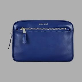 乔治阿玛尼/Giorgio Armani 拉链光滑皮革化妆包 46630874wx