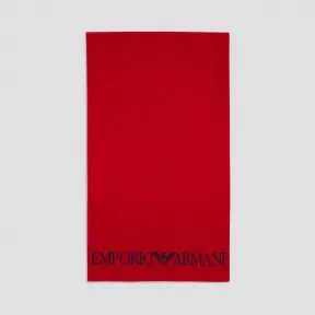 安普里奥·阿玛尼/Emporio Armani 撞色徽标纯棉海滩浴巾 46643493fm