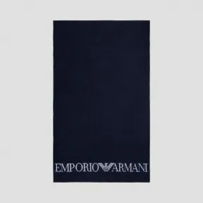 安普里奥·阿玛尼/Emporio Armani 撞色徽标纯棉海滩浴巾 46643494vp