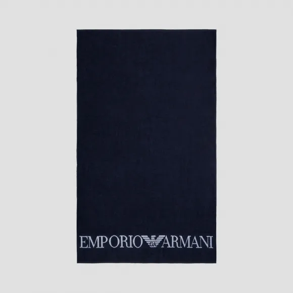 安普里奥·阿玛尼/Emporio Armani 撞色徽标纯棉海滩浴巾 46643494vp