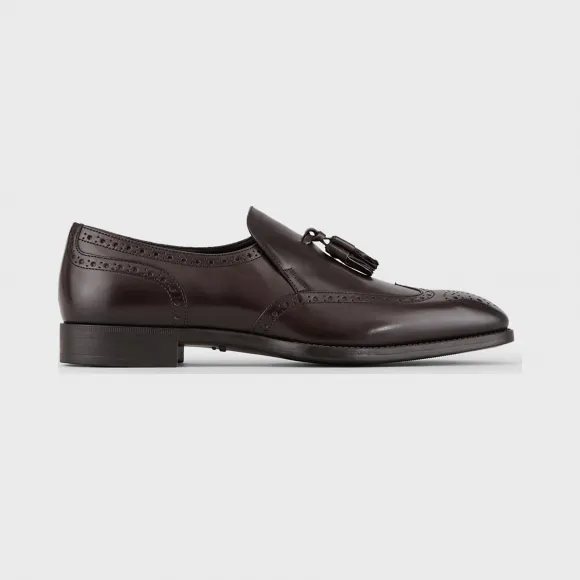 乔治阿玛尼/Giorgio Armani 纳帕皮和孔眼磨毛小牛皮莫卡辛鞋 11753147lv