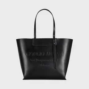 乔治阿玛尼/Giorgio Armani 同系配色压印徽标皮革小号购物包 45441381db