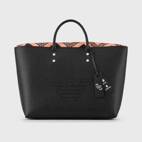 安普里奥·阿玛尼/Emporio Armani 回纹饰大号标识再生皮革购物包 45474040bq