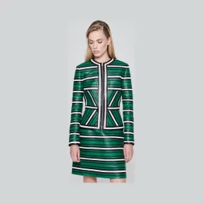 艾斯卡达/Escada 皮革条纹镶板外套 5028628_A313