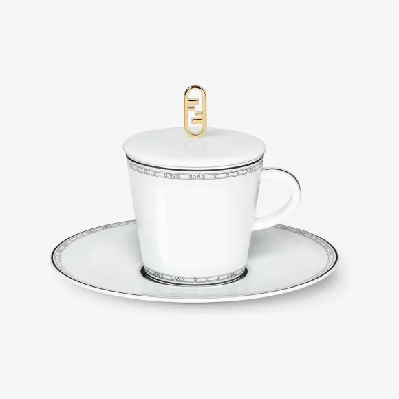 芬迪/Fendi Fendi O’Lock茶杯白色瓷质茶杯 7AC063ALW1F0V3B 8056582383224