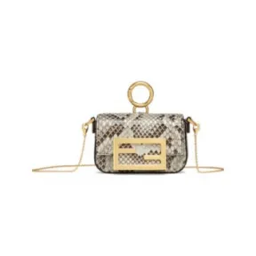 芬迪/Fendi Nano Baguette Charm Precious Skin Green    7AS045A0ZFF1K39