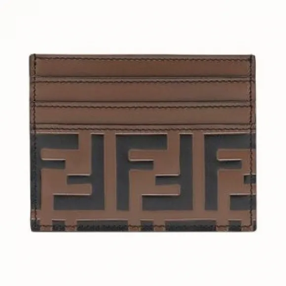 芬迪/Fendi 棕色皮质卡套 7M0164A5TLF0H3C
