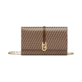 芬迪/Fendi 链带皮夹 - 米色皮革微型FF图案迷你包 8BS061AHM1F1FNK 8056867896289