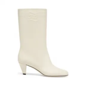芬迪/Fendi Karligraphy - 白色中跟皮靴 8T8178AGDVF0KE0 