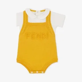 芬迪/Fendi 咖喱黄棉质和平纹布针织婴儿套装-针织婴儿套装-FENDI芬迪中国官网 BUG075AG1LF0LWV-8058613990920