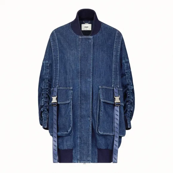 芬迪/Fendi 飞行员外套_蓝色棉质飞行员外套 FLF548 A7W HF0QA2