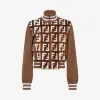 芬迪/Fendi 针织布料和镶饰貂皮飞行员夹克 FNE16FA1QIF1A0Y