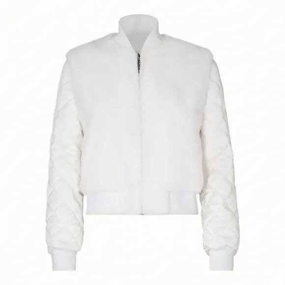 芬迪/Fendi 飞行员外套_白色布料与皮草飞行员外套 FNE49G A3F 9F0ZNM