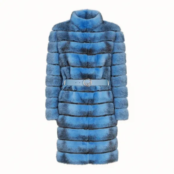 芬迪/Fendi 外套_蓝色貂毛外套 FNF93C A3H ZF14PJ