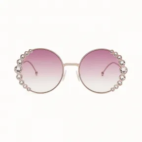 芬迪/Fendi RIBBONS & CRYSTALS_粉红色太阳镜 FOG386 V1T F0ZSY