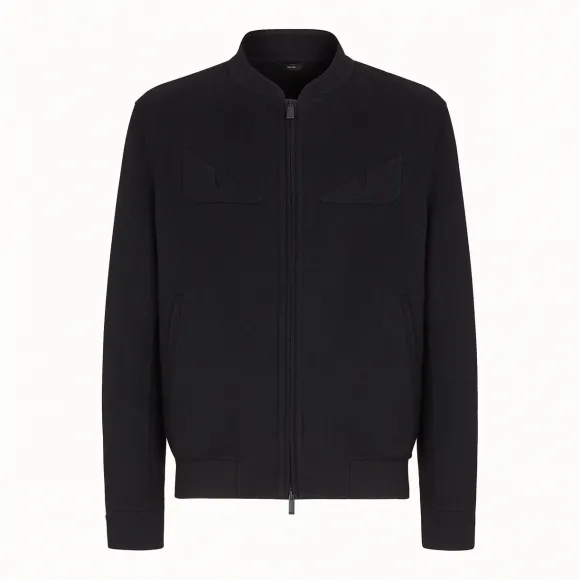 芬迪/Fendi 飞行员外套_黑毡飞行员外套 FW0121 A8O 2F0QA1