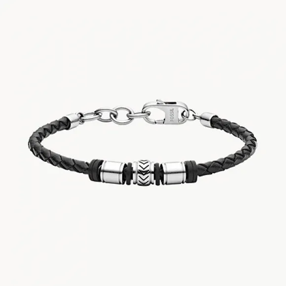 化石/Fossil Black Leather Cuff Bracelet JF03385040