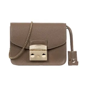 芙拉/Furla METROPOLIS 棕色 阿瑞斯印花皮革 迷你手袋 760460