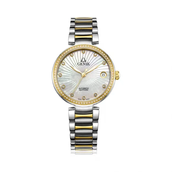 爵尼/Genie 梵之韵系列 316L精钢 33mm 自动机械机芯 女表 GNQ-T1847L-ADG