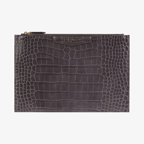 纪梵希/Givenchy 女士 中号Antigona鳄鱼纹效果皮革手拿包 BB609CB0LK-098