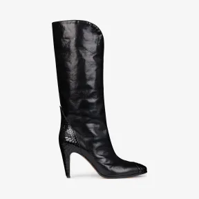 纪梵希/Givenchy 女士 皮革及蟒蛇皮高筒靴 BE700GE045-001