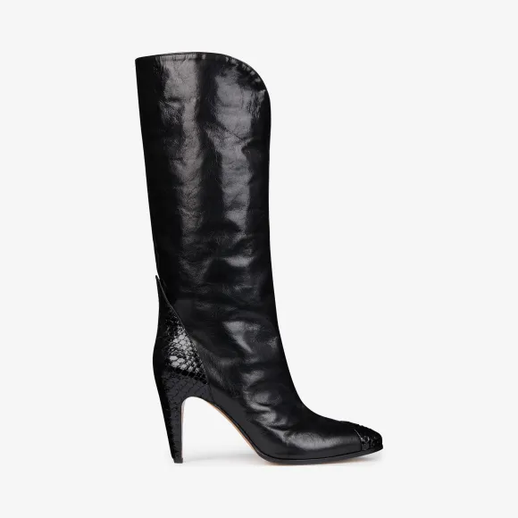 纪梵希/Givenchy 女士 皮革及蟒蛇皮高筒靴 BE700GE045-001
