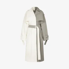 纪梵希/Givenchy 女士 灰色和白色棉质罗缎混纺超大风 BW005E11YG-069