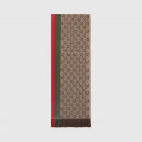 古驰/Gucci GG 提花饰条纹织带围巾 147351-4G704-2766