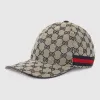 古驰/Gucci 饰条纹织带GG帆布棒球帽 200035 KQW6G 4080