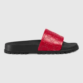 古驰/Gucci Gucci Signature皮革拖鞋 431070 CWD20 6433