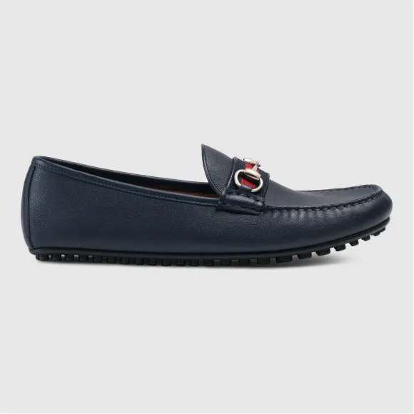 古驰/Gucci 饰条纹织带皮革驾车鞋 450892 A9L60 4071