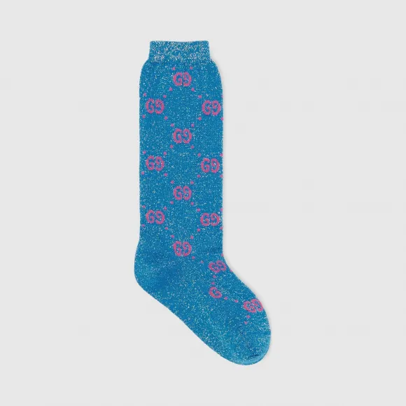 古驰/Gucci 儿童棉质GG金银丝线短袜 480715-4K443-4372