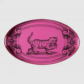 古驰/Gucci 猫印花图案椭圆形金属托盘 482763 ZAM01 5675