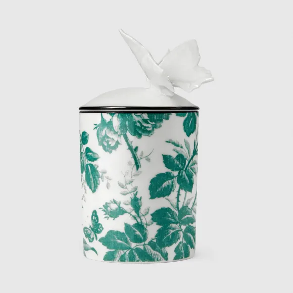 古驰/Gucci Herbosum香型中号饰腊叶印花和蝴蝶烛台 483897-ZAP08-3202