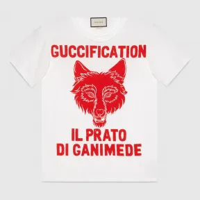古驰/Gucci “Il Prato di Ganimede Guccification”印花超大造型T恤 492347 X3L