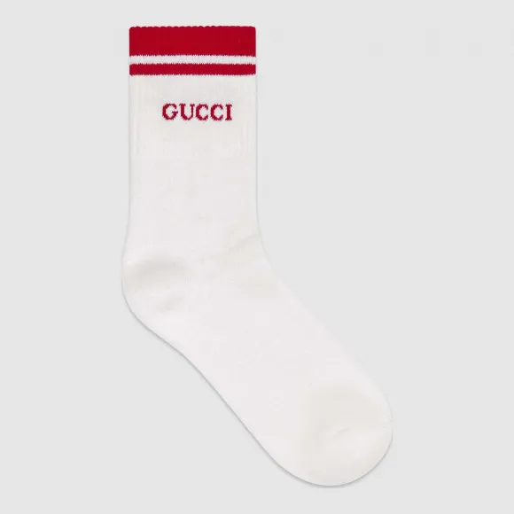 古驰/Gucci 饰 Gucci 标识棉袜 496493 4G293 9074